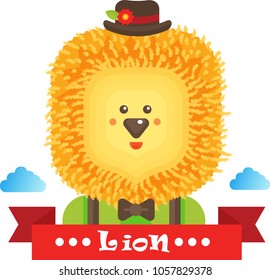 Vector illustration with a cute lion