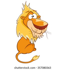 Vector Illustration of a Cute Lion. Cartoon Character