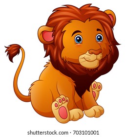 Vector illustration of Cute lion cartoon