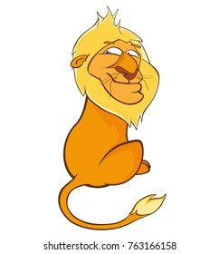 Vector Illustration of a Cute Lion. Cartoon Character