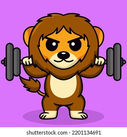 Vector illustration of cute lion and chibi animal