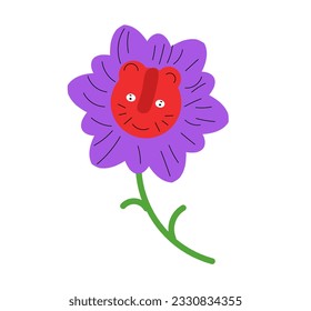 Vektorgrafik des süßen Löwen mit Blumen