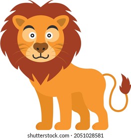 Vector illustration of a cute lion. Jungle Wildlife animal illustration. Cute lion isolated on white background. Jungle Life Clip Art Vector