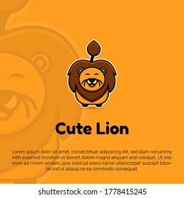 Vector illustration of cute lion logo, icon, sticker design template