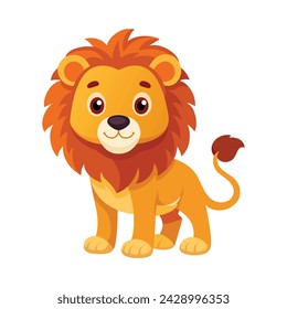 Vector of illustration cute Lion on white