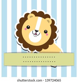 A vector illustration of a cute lion with place for text