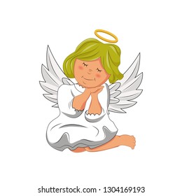 Vector illustration of cute little angel