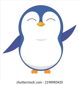 Vector illustration of cute little baby penguinicon in flat cartoon style.