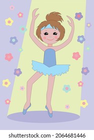 Vector illustration of cute little ballerina.