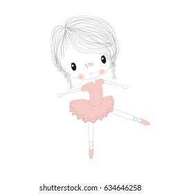 Vector illustration of cute little ballerina