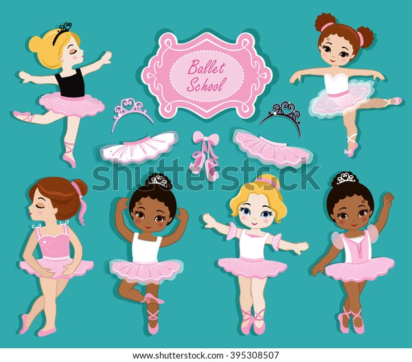 Vector Illustration Little Ballerinas Ballet (royaltyfri) 395308507