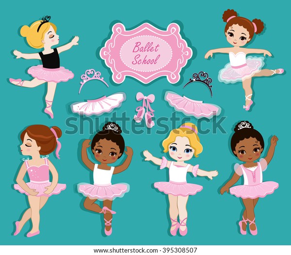 Vector Illustration Cute Little Ballerinas Ballet Stock Vector (Royalty ...