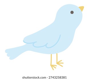 Vector illustration of a cute little bird. Blue bird, flying