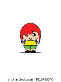 Ilustración vectorial de una linda mascota de niños con el pelo largo rojo. Ideal para el diseño de un festival