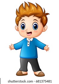 Vector illustration of Cute little boy cartoon