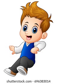 Vector illustration of Cute little boy jumping