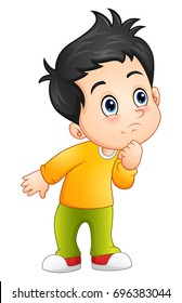 Vector Illustration Of Cute Little Boy Looking Up