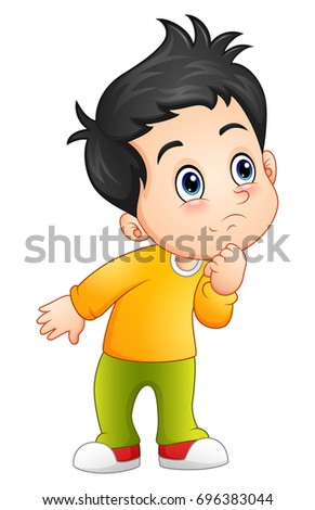 Vector illustration of Cute little boy looking up