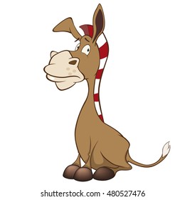 Vector Illustration of a Cute Little Burro. Cartoon Character
