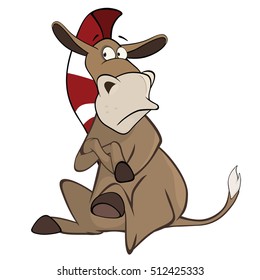 Vector Illustration of a Cute Little Burro. Cartoon Character