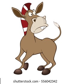 Vector Illustration of a Cute Little Burro. Cartoon Character