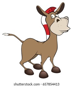 Vector Illustration of a Cute Little Burro. Cartoon Character