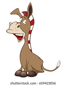 Vector Illustration of a Cute Little Burro. Cartoon Character
