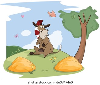 Vector Illustration of a Cute Little Burro. Buridan's ass