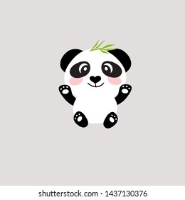 Vector illustration of cute little cartoon panda. Smiling Asian bear