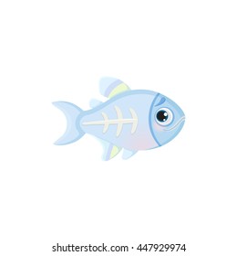 Vector illustration with cute little cartoon x-ray fish.