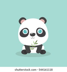 Vector illustration of cute little cartoon panda. 