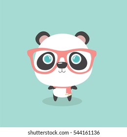 Vector illustration of cute little cartoon panda. 