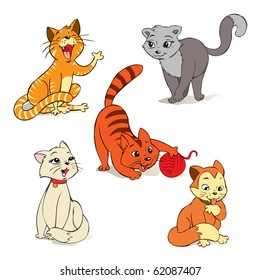 vector illustration, cute little cats, cartoon concept, white background.