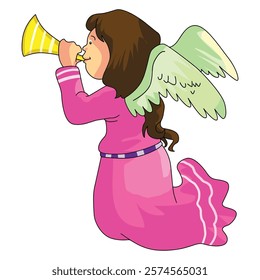 Vector illustration cute little Christmas angel