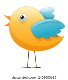 Vector illustration of cute little colorful Cartoon style bird.