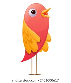 Vector illustration of cute little colorful Cartoon style bird.