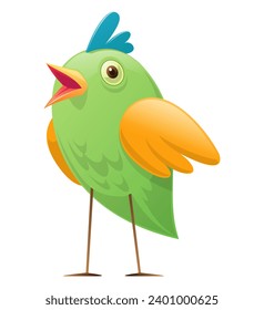 Vector illustration of cute little colorful Cartoon style bird.