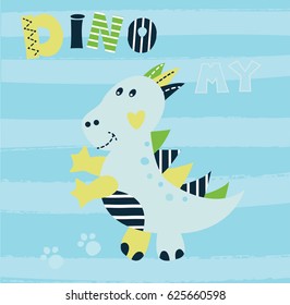 Vector illustration with cute little dinosaur for kids design