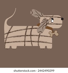 Vector illustration of a cute little dog. Cute dog with long ears. Animal, canine friend, friend, man's best friend.