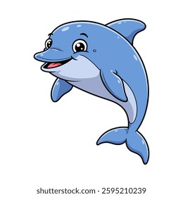 Vector illustration of a cute little dolphin isolated on white background.