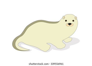 Vector illustration of a cute little ferret. Isolated on a white background.