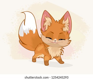 Vector illustration of a cute little fox