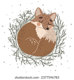Vektorgrafik mit einem süßen kleinen Fuchs. Geeignet für den Druck von Plakaten, Karten und Kleidungsstücken.