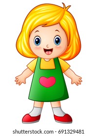 Vector illustration of Cute little girl cartoon