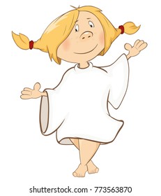 Vector Illustration of a Cute Little Girl. Cartoon Character