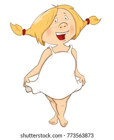 Vector Illustration of a Cute Little Girl. Cartoon Character