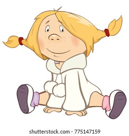 Vector Illustration of a Cute Little Girl. Cartoon Character