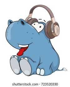 Vector Illustration of a Cute Little Hippo Cartoon Character. 