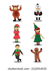 Vector illustration of cute little kids in various christmas costume with different kind of style and character. Suitable for christmas event or celebration, etc.