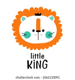 Vector illustration of cute little lion for print,poster,scandinavian design